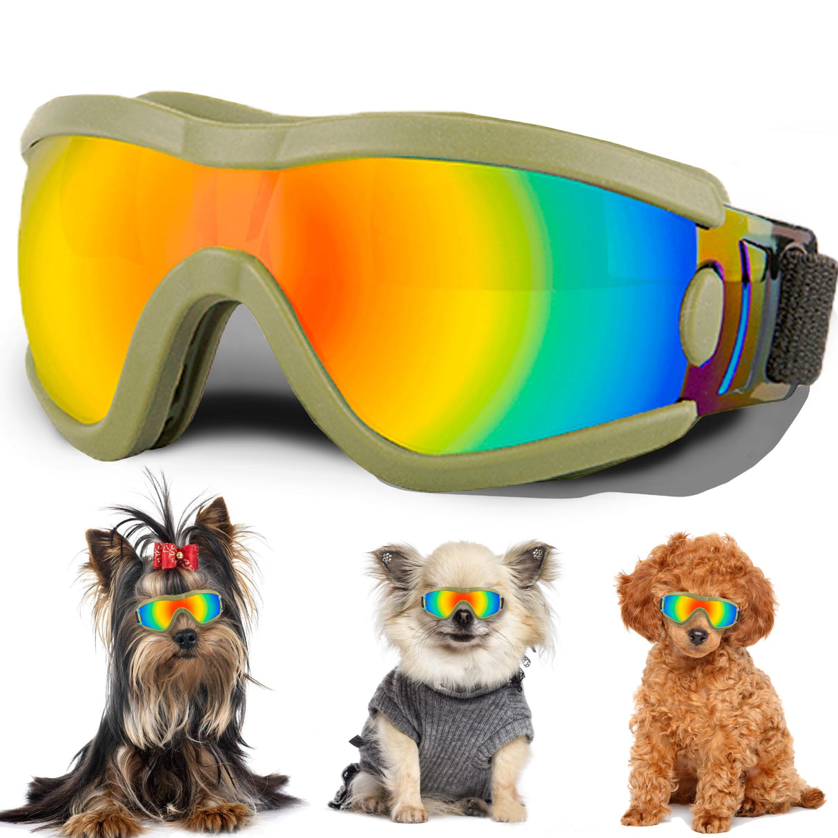 Small Dog Sunglasses with Adjustable Strap UV Protection, Winproof Puppy Sunglasses, Suitable for Dogs Eyes Protection,Soft Dog Goggles