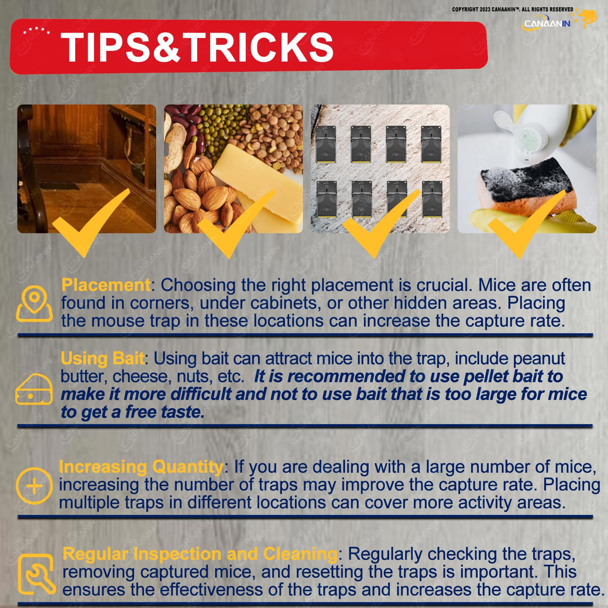 CANAANIN Large Rat Traps, Mouse Traps That Work, Excellent Traps for Gophers, Snap Traps for Indoor Outdoor, Quick Effective Sanitary Safe, Snap Trap for Mouse, Chipmunk, Safety and Friendly 6 Pack