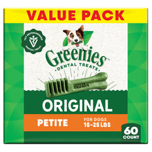 Load image into Gallery viewer, Greenies Veterinarian-Recommended Adult Natural Dental Dog Treats Petite Size, Original Flavor, 36 oz. Pack, 60 Count