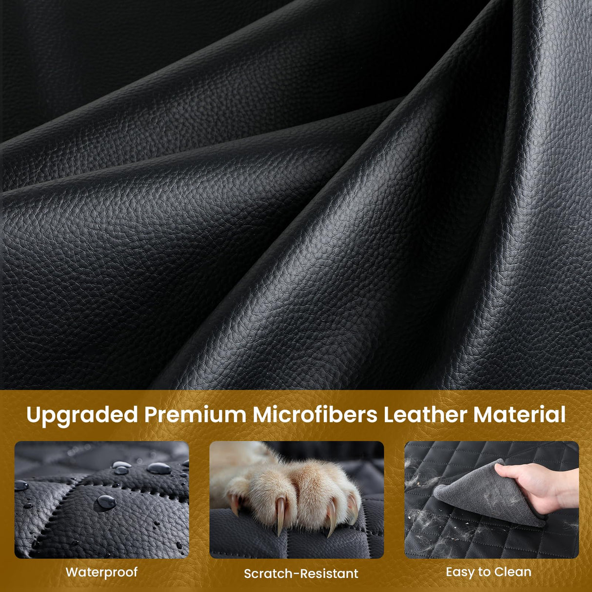 Pecute Heavy-Duty Dog Car Seat & Back Seat Extender –Hard PVC Support for Large Dogs up to 330 lbs – Cars, SUVs & Trucks – Scratch-Resistant Sofa Leather & Breathable Mesh for Safe, Stable Road Trips