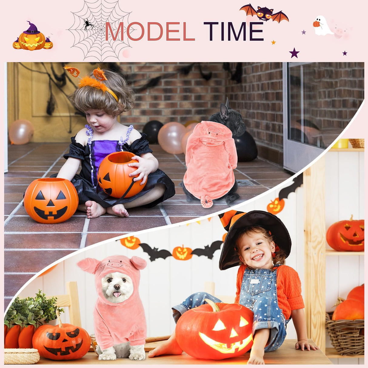 NACOCO Halloween Pig Dog Costume - Pet Christmas New Year Hoodie Warm Party Coat Outfit for Small and Medium Cat Dog Clothes(Pink Pig,M)