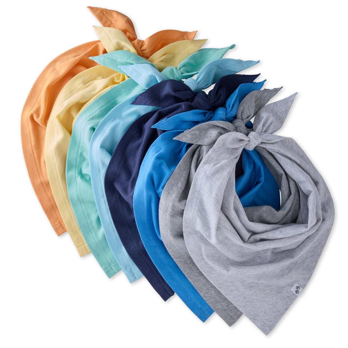 Pet Passion Bandit - The PET Bandana, 8 Pack 100% Organic Cotton Pet Bandanas Clothes for Small, Medium, Large Dogs, Rainbow Blue, Medium/X-Large