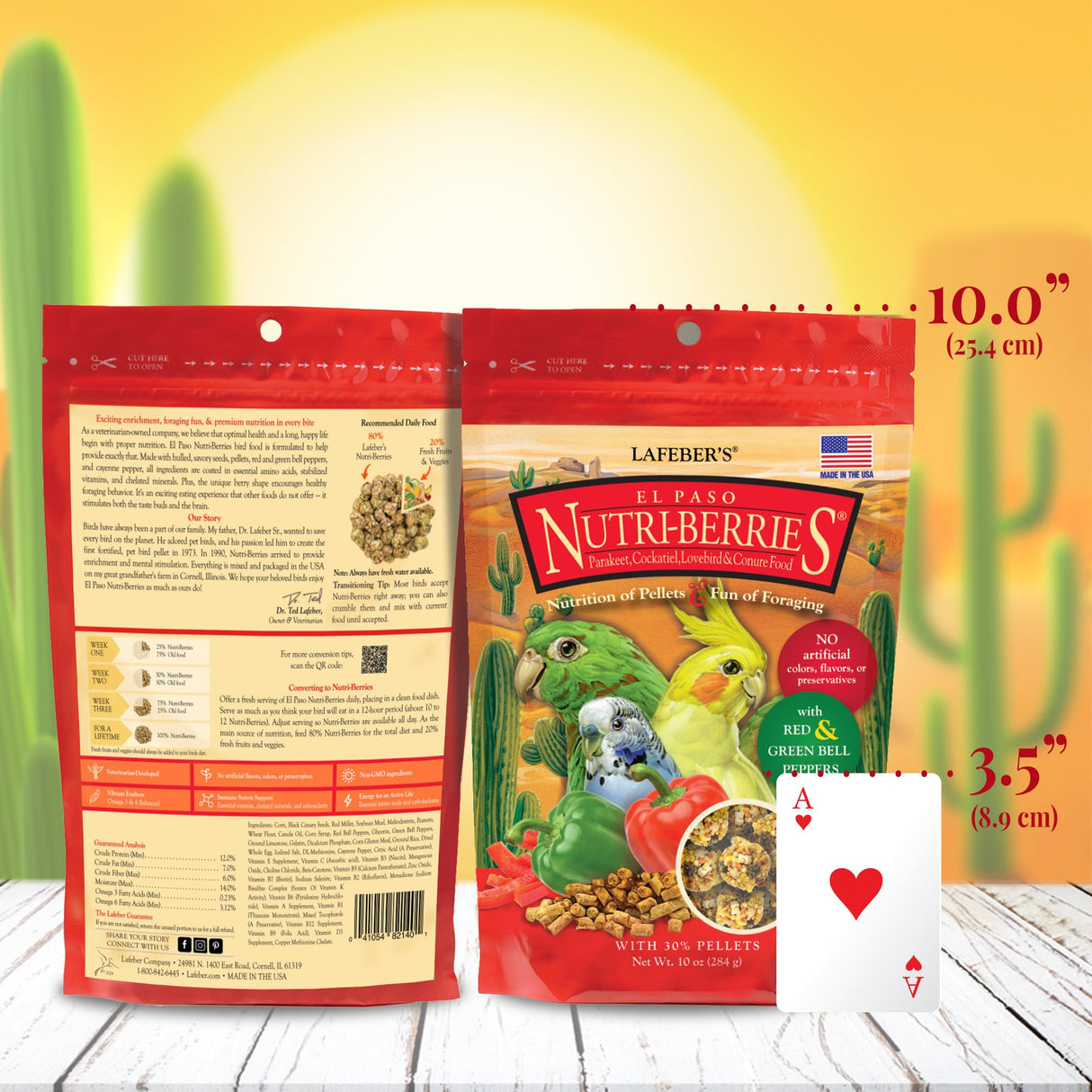 LAFEBER'S El Paso Nutri-Berries Pet Bird Food, Made with Non-GMO and Human-Grade Ingredients, for Small Birds, 10oz (Pack of 2)