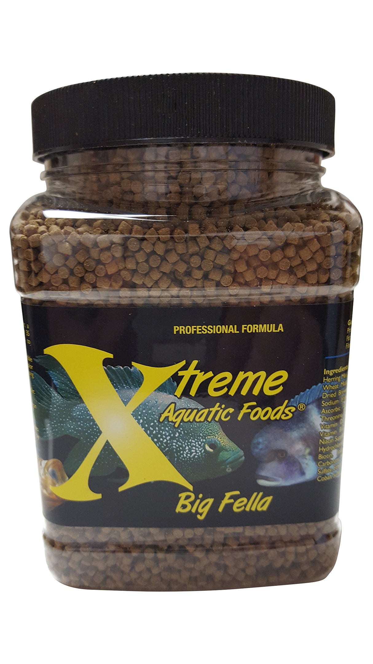 Xtreme Big Fella 3.0mm Pellets: Professional Nutrition for Medium to Large Cichlid/Community Fish - Boost Immune & Digestive Health, Color & Energy, Max Protein Fish Food β USA Farm Grown (20oz)