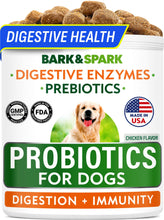 Load image into Gallery viewer, BARK&SPARK Probiotics for Dogs Digestive Health w/Enzymes - Diarrhea Gas Treatment Upset Stomach Relief - Allergy & Itchy Skin - Pet Dogs Probiotics - Digestion Supplement Treat (120Ct Chicken)