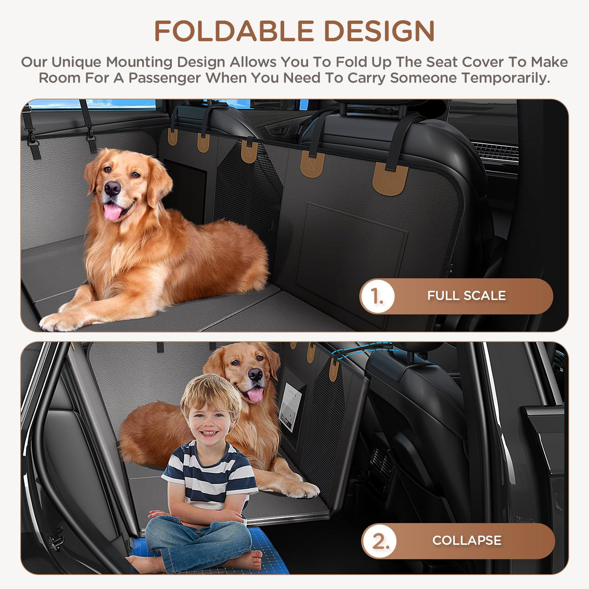 BONTHEE Dog Car Seat for Large Medium Dogs – Waterproof Back Seat Extender with Reinforced Hard Bottom,Breathable Mesh Windows,Storage Pockets & Adjustable Straps,Universal Fit for Cars,SUVs,Trucks