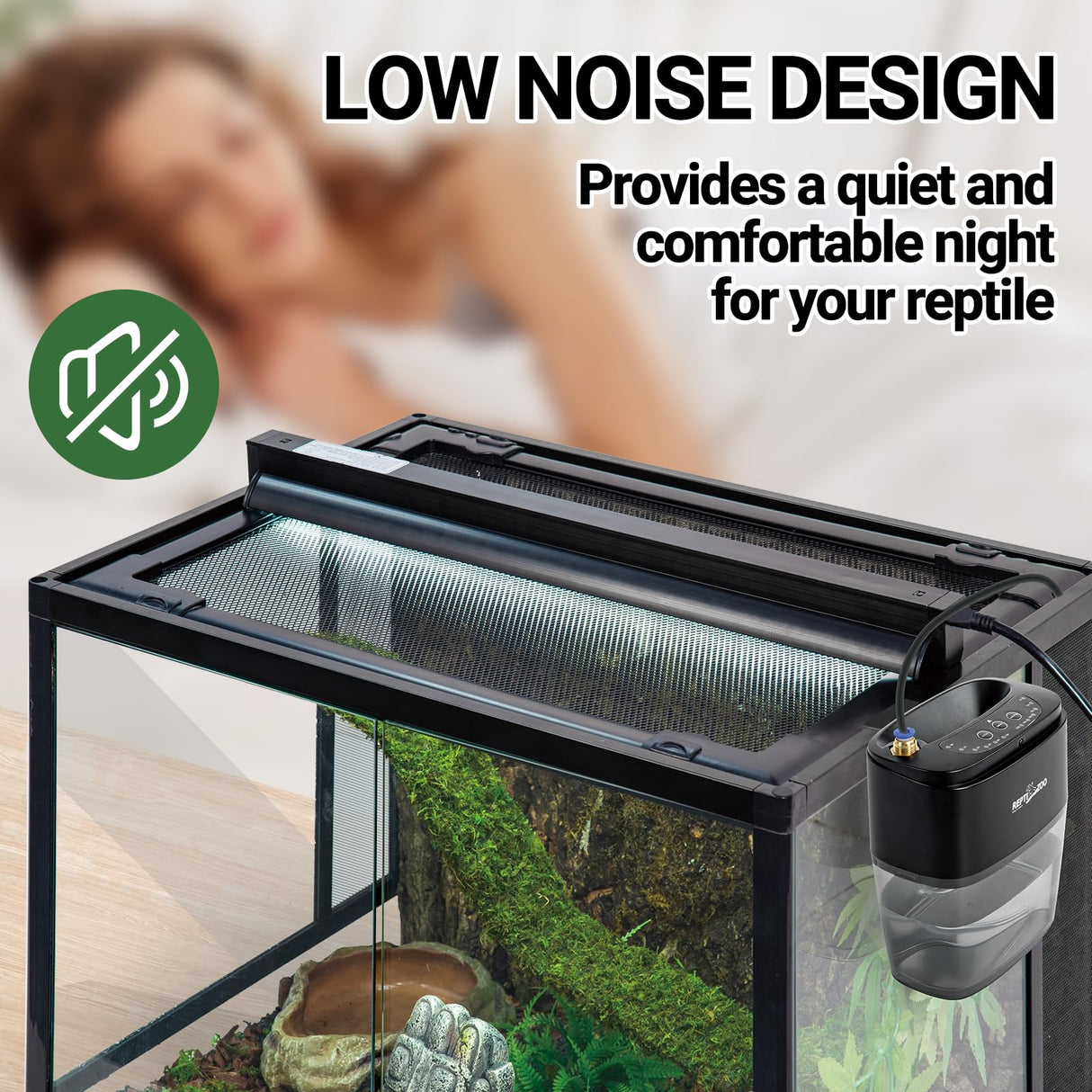 REPTI ZOO 800ml Portable Mister Fogger for Reptile Tank Enclosure - Terrarium Misting System With 2 Nozzles for Amphibians and Rainforest Plants