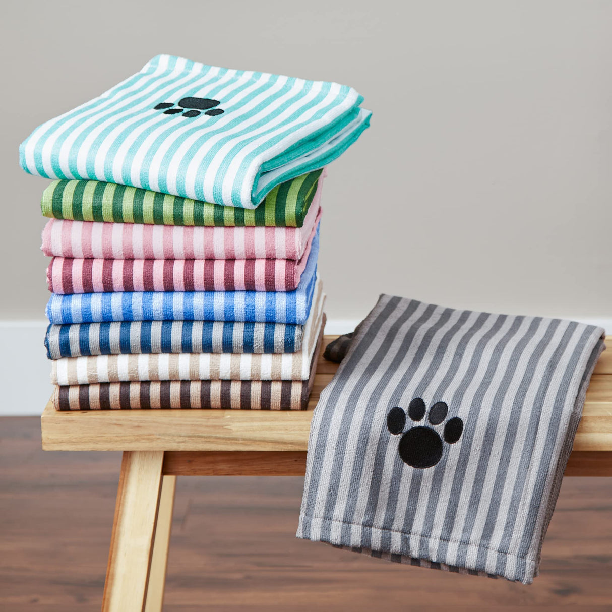 Bone Dry Pet Grooming Microfiber Towel, Striped Collection, X-Large, 41x23.5", Rose