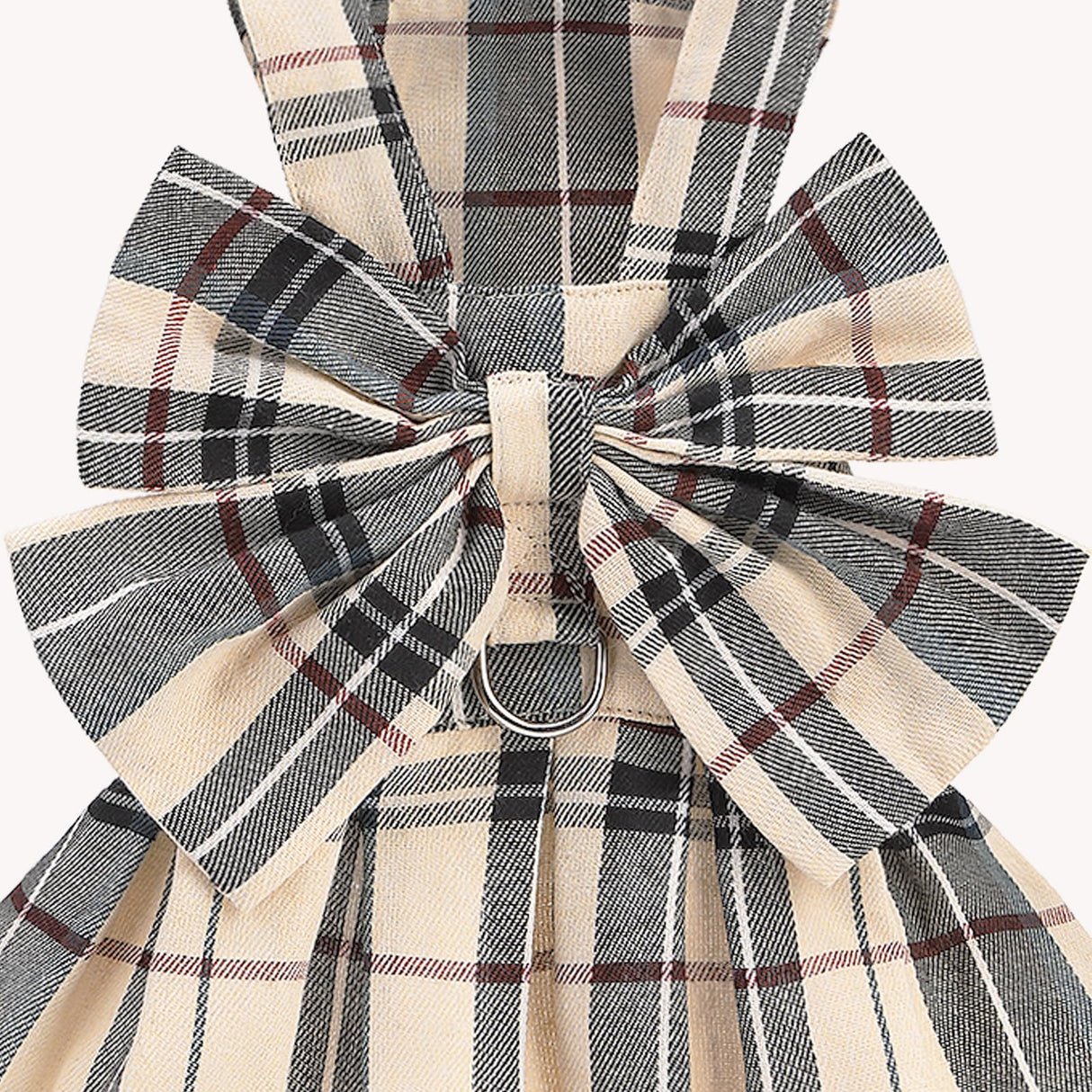 PUPTECK Plaid Dog Dress with Leash - Cute Puppy Harness Clothes for Small Medium Sized Dogs, Outfits for Girl Puppy Wedding Birthday Costume