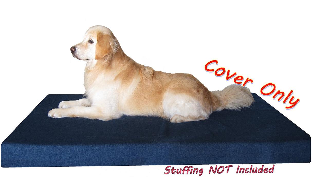 Dogbed4less XXL 55X37X4 Inches Blue Color Denim Jean Dog Pet Bed External Zipper Duvet Cover - Replacement Cover only