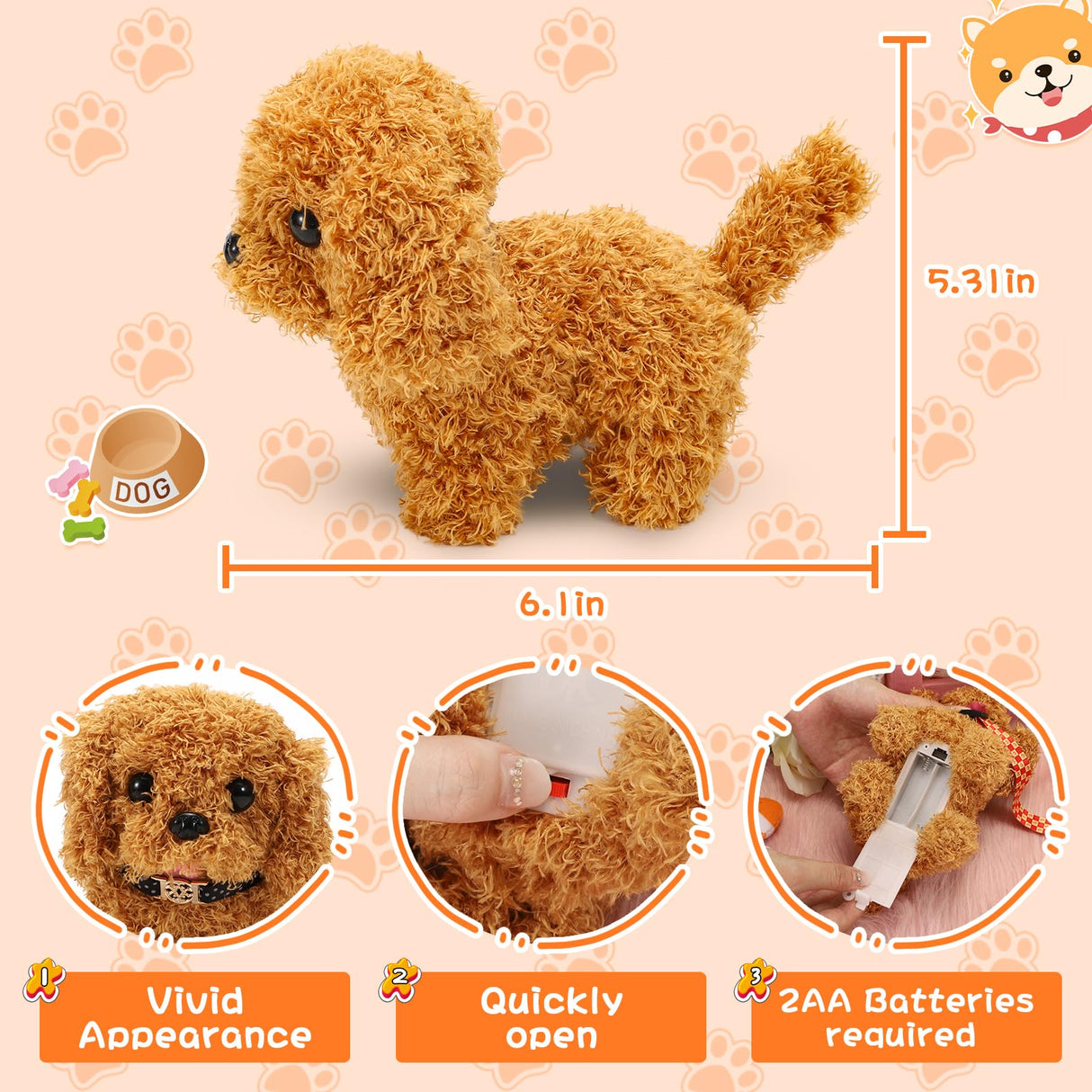 Tagitary Plush Toys Puppy Electronic Toy Dogs That Walk and Bark,Tail Wagging Fake Dog Interactive Dog Toy for Kids with Leash,Easter Christmas Birthday Gift for Toddlers Kids