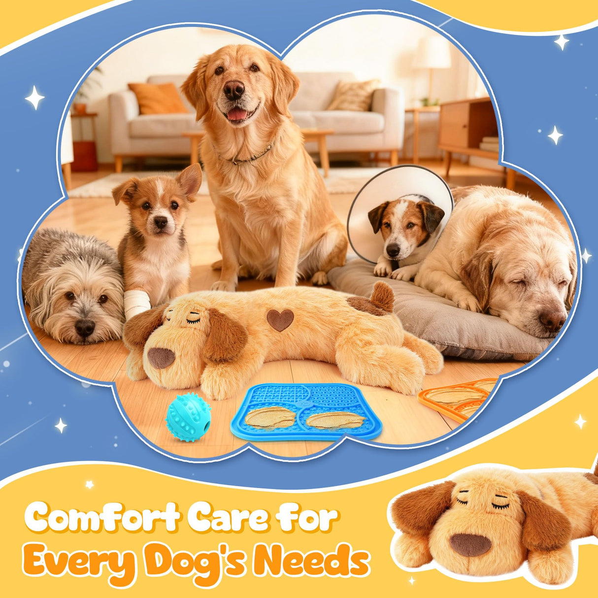 PatsFran Heartbeat Puppy for Dogs, Lick Mats & Treat Ball– All-Round Calming Kit for Anxiety Relief, Sleep Aid & Behavior Training, Puppy Essentials to Keep Them Busy(4 Pcs)