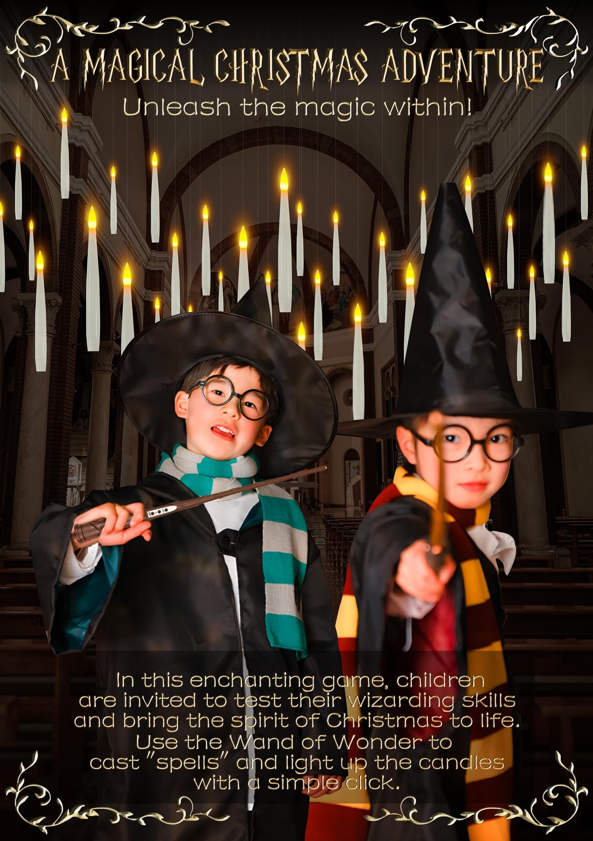 YISLIFY Floating Candles with Wand, Halloween Decorations 20 PCs Floating Candles with Wand Remote, Flickering Warm Light Flameless Hanging Candle Battery Operated Window LED Candles Set for Party