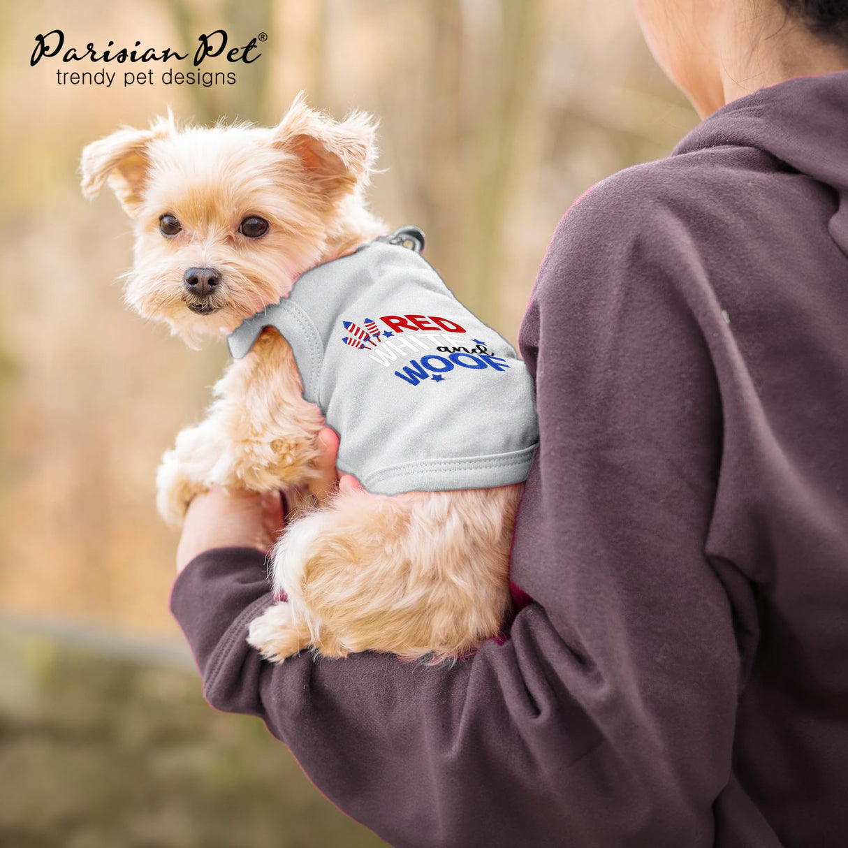 Parisian Pet Patriotic Dog Shirt – 100% Cotton Shirts for Small Dogs – Sleeveless Puppy Clothes – Stylish Dog Apparel for 4th of July – Breathable Clothes for Dogs - Stretchy Pet Vest