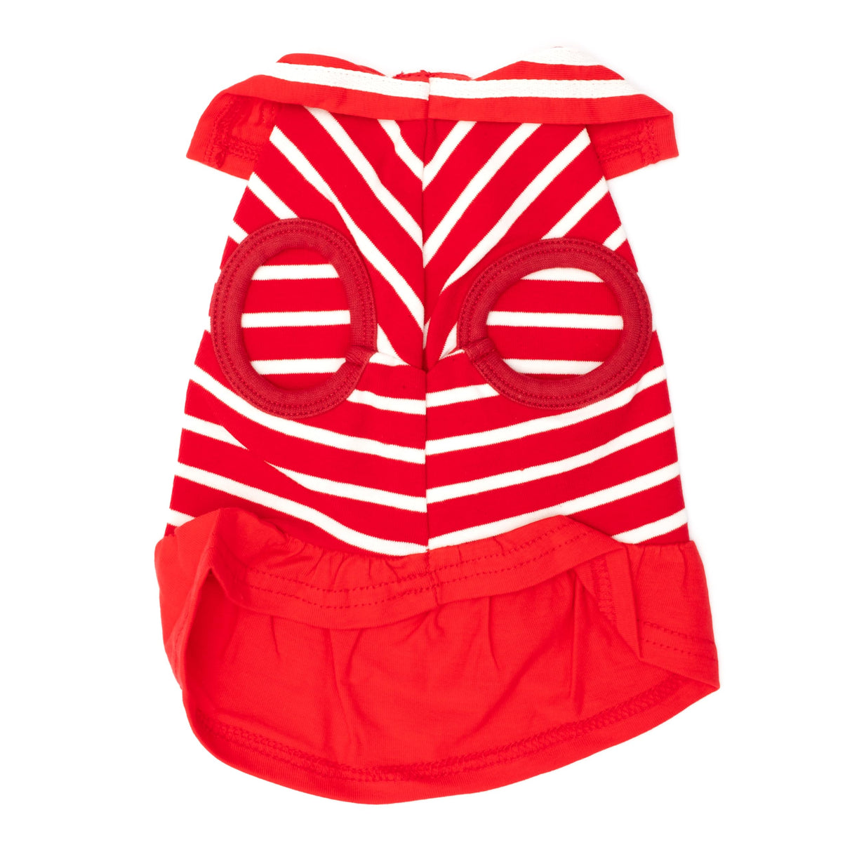 THE WORTHY DOG Designer Anchor Dog Dress – Stylish Polyester Pet Dress with Bow Detail, Adjustable Touch Fasteners & Machine Washable - Red/White, Medium