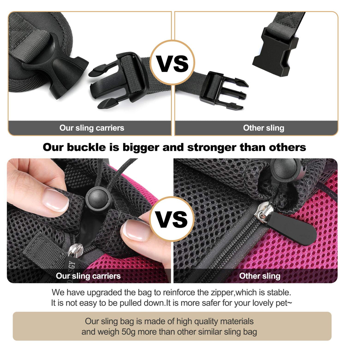 FDJASGY Pet Sling Carrier for Small Dogs Cats,Breathable Mesh Travelling Hand Free Puppy Backpack with Pouch and Adjustable Strap Carrier