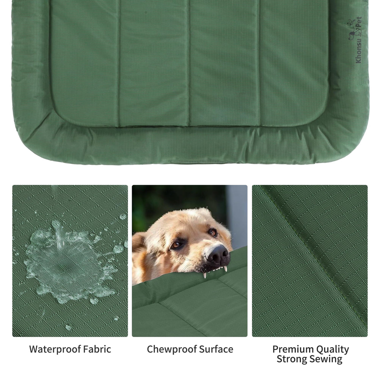 KHONSU PET Durable Dog Bed Tough and Tear Proof Dog Crate Bed with Heavy-Duty PVC-Backed Cover for Waterproof Outdoor Use Wipe Clean for Dogs up to 25 lbs