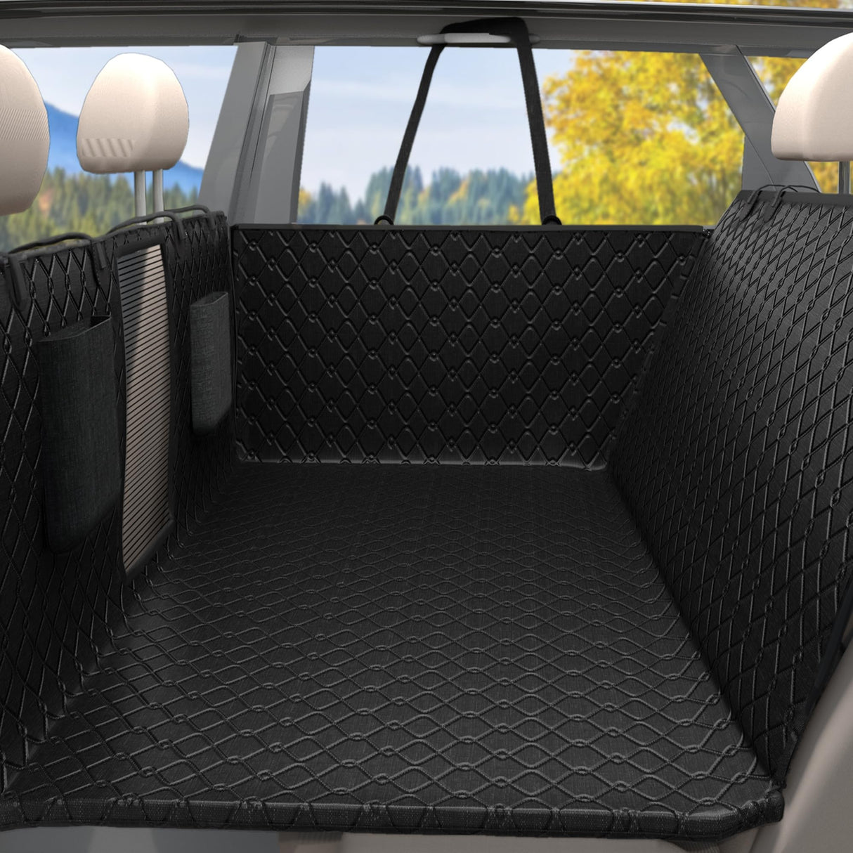 Petiza Back Seat Extender for Dogs Hard Bottom Dog Car Seat Cover for Back Seat Heavy Duty Scratch Proof Nonslip Durable Soft 100% Waterproof Dog Hammock for Car Truck SUV