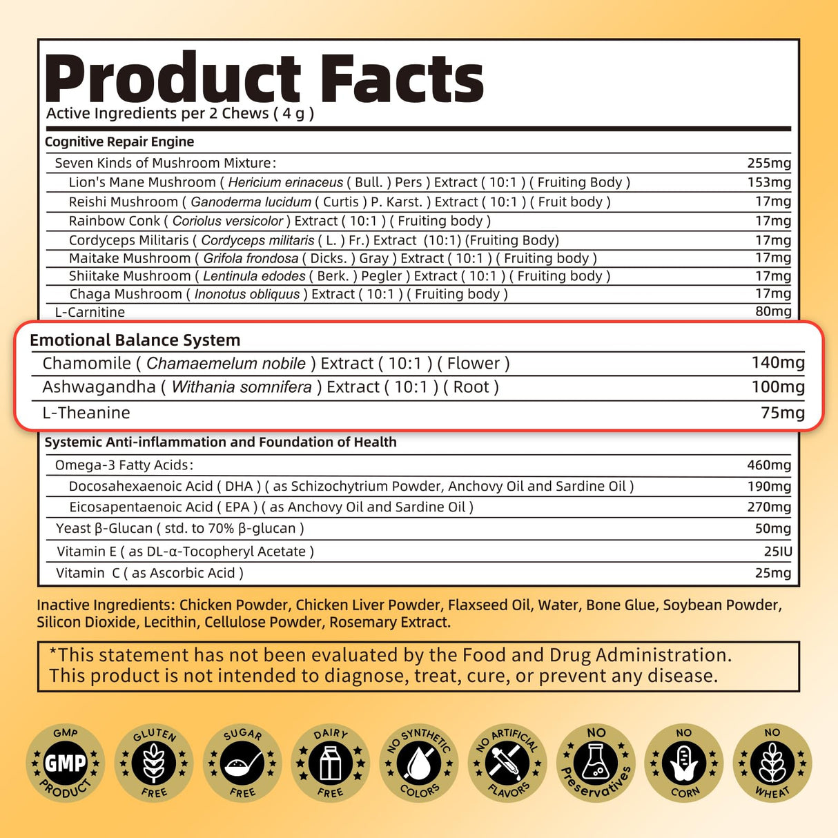 POPPAW Advanced Calming Chews for Dogs-Brain & Composure Support with 7 Mushrooms, Ashwagandha, Omega-3 DHA & EPA, Anxiety Relief Dog Calming Treat, All Breeds & Sizes, Chicken Flavor, 135Ct