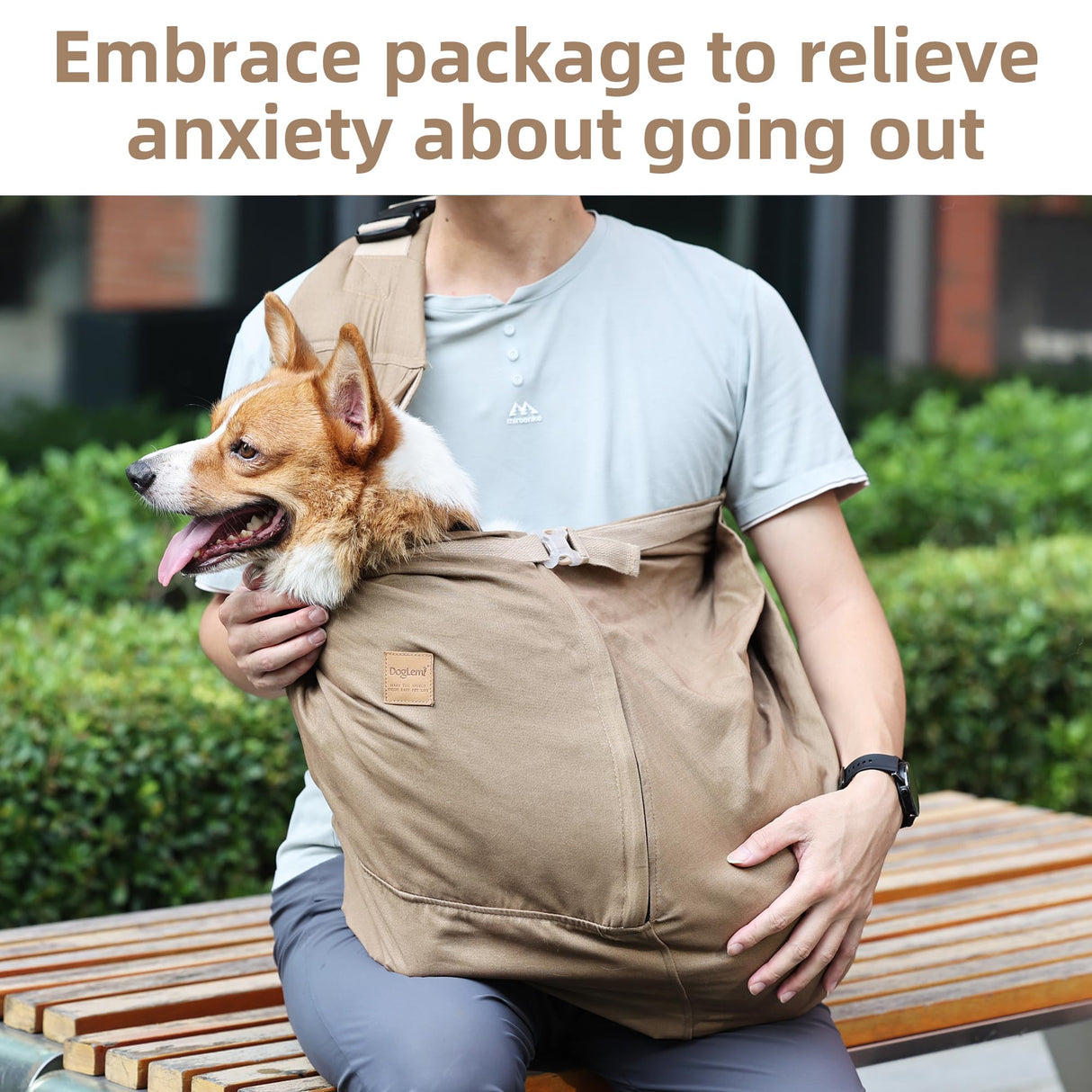 ETIAL Medium Dog Sling Carrier, Thick Padded Adjustable Shoulder Strap Dog Carriers with Metal Safety Leash, Comfortable Hand Free Pet Pouch Carrier for 25-40 lbs Dogs Outdoor Travel Hiking (Green)