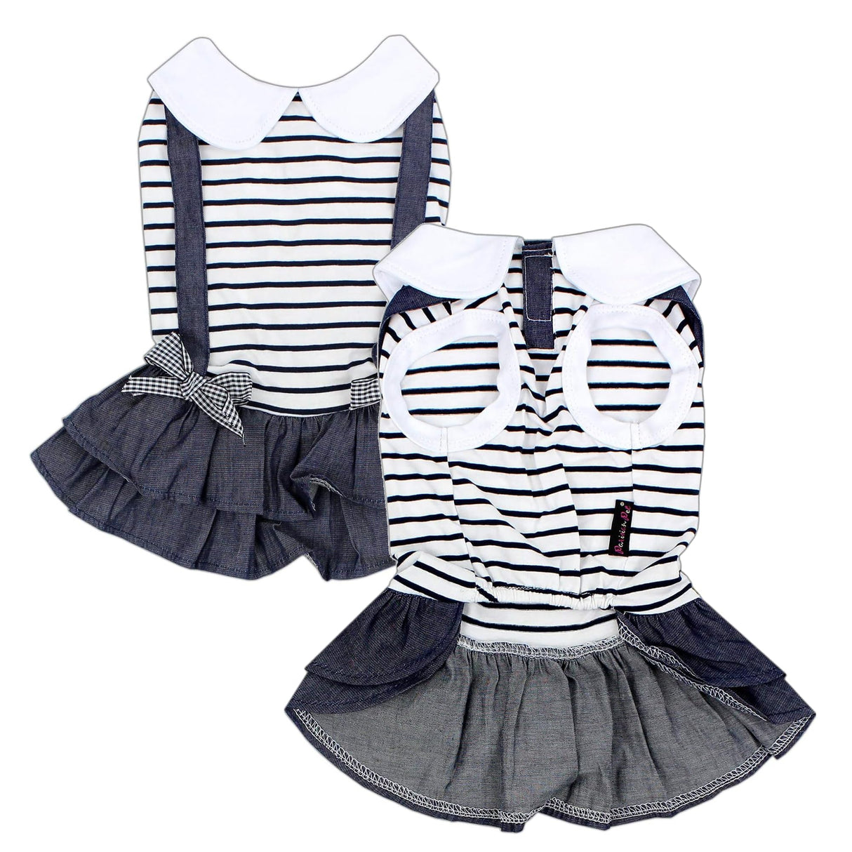 Parisian Pet Preppy Dog Dress - Summer Clothes for Small Dogs Girl - Stylish Sleeveless Pet Outfit - Designer Dog Apparel - Lightweight and Breathable Puppy Clothes - Comfortable Skirt for Dogs