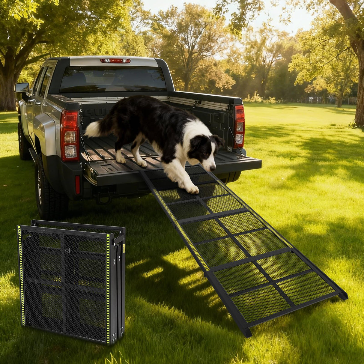 Dog Ramp for Car: 300lbs Heavy Duty Pet Ramp for Truck & SUV - 75" Long Non-Slip Design, Gentle Slope for Joint Care, Foldable & Portable for Large Dogs, Extra Wide & Safe for Night Use