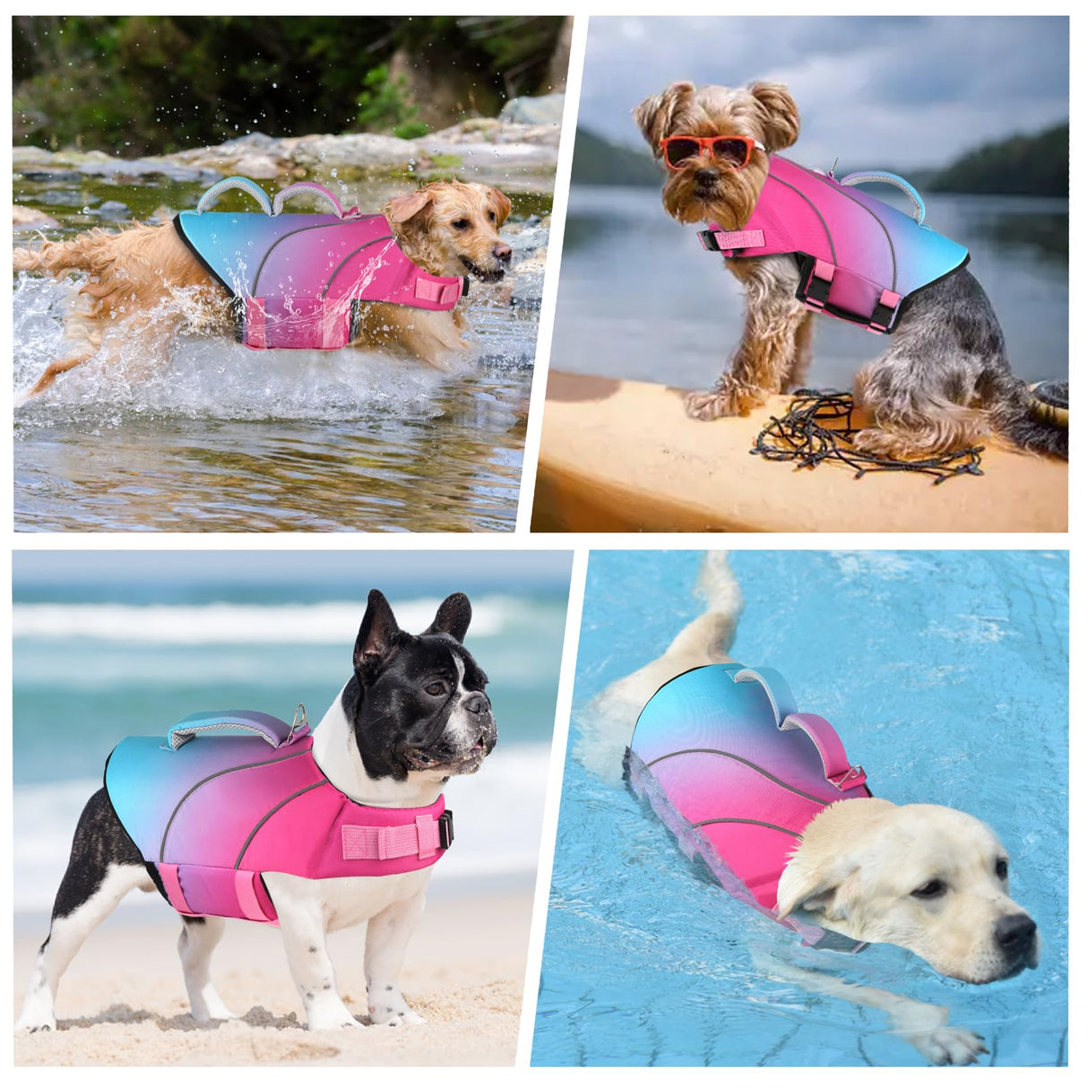 Doglay Dog Life Jacket for Boating & Swimming, High Buoyancy Reflective Dog Life Vests with Rescue Handle and D-Ring, Ripstop Adjustable Floating Vest for Small Medium Large Dogs