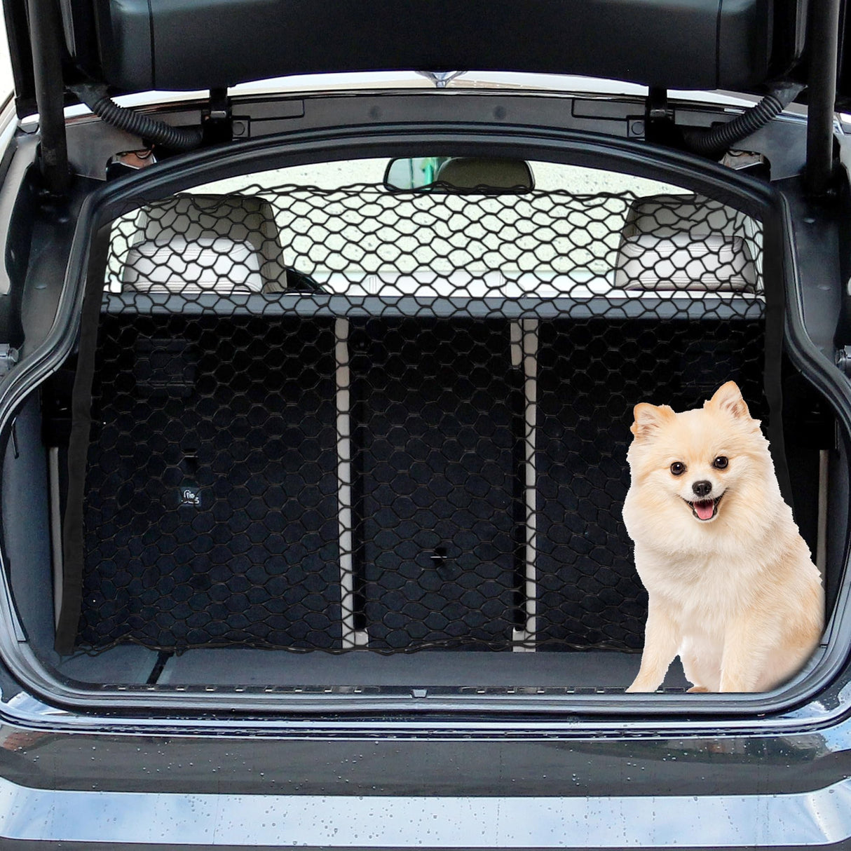 GLIDESMOOTH Dog Car Net Barrier, Hook Pet Divider - Black, 47.24"x27.56"