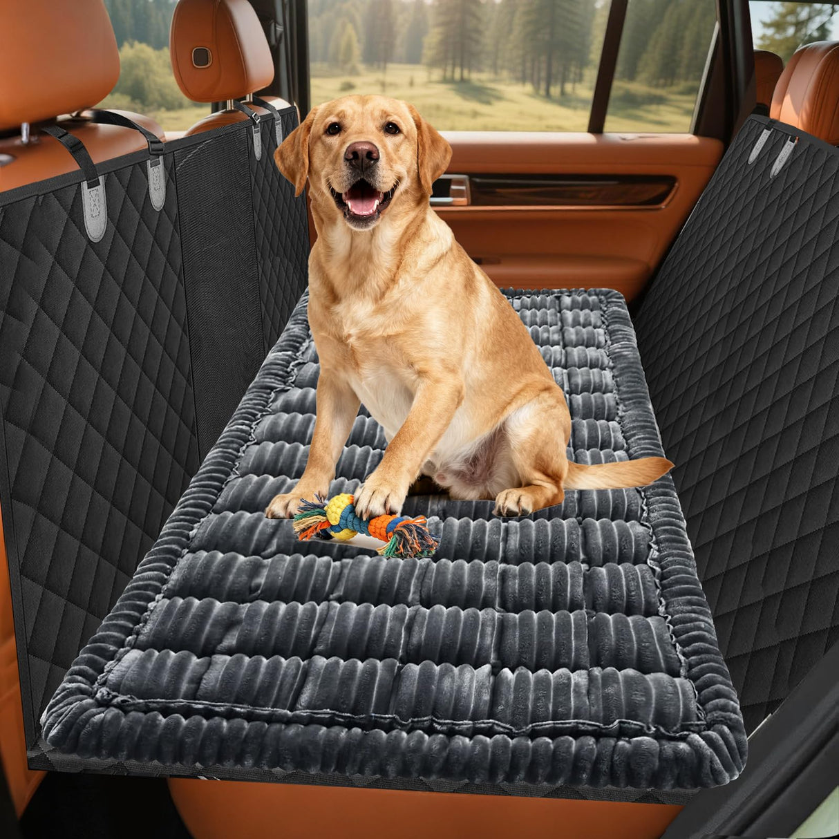 Abdtech Backseat Dog Bed Mat for Car: 23.6" x 52" Non-Slip Dog Bed for Back Seat - Soft and Comfortable Dogs Blanket - Washable Travel Pet Mat Seat Protector Fit for Back Seat Cover, Grey
