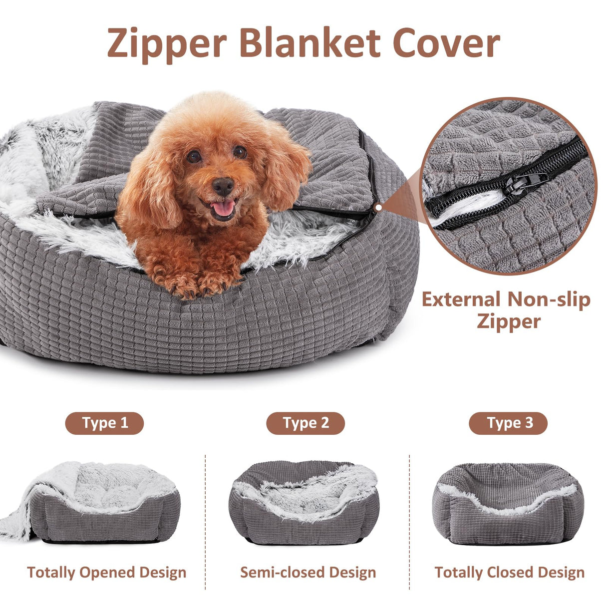MIXJOY Dog Beds for Large Medium Small Dogs, Rectangle Cave Hooded Blanket Puppy Bed, Luxury Orthopedic Cat Beds for Indoor Cats, Warmth and Machine Washable (35 inches, Grey)