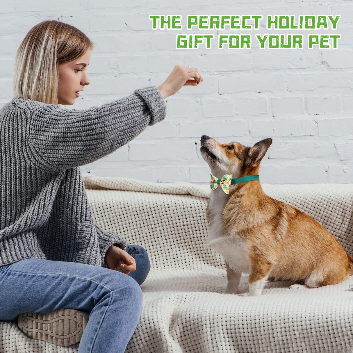 Reginary 80 Pieces St Patricks Day and Easter Dog Bow Tie Collar Set Include 40 Dog Neckties and 40 Pet Collar St. Patrick's Day and Easter Adjustable Pet Grooming Accessories for Small Medium Cat
