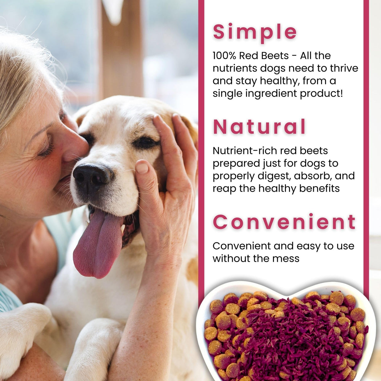 Olewo Original Red Beets Dog Food Topper – Natural Anti Itch, Immune, Cleansing, Skin & Coat Support, Dehydrated Whole Food Multivitamin, Fiber for Dogs, 1 lb