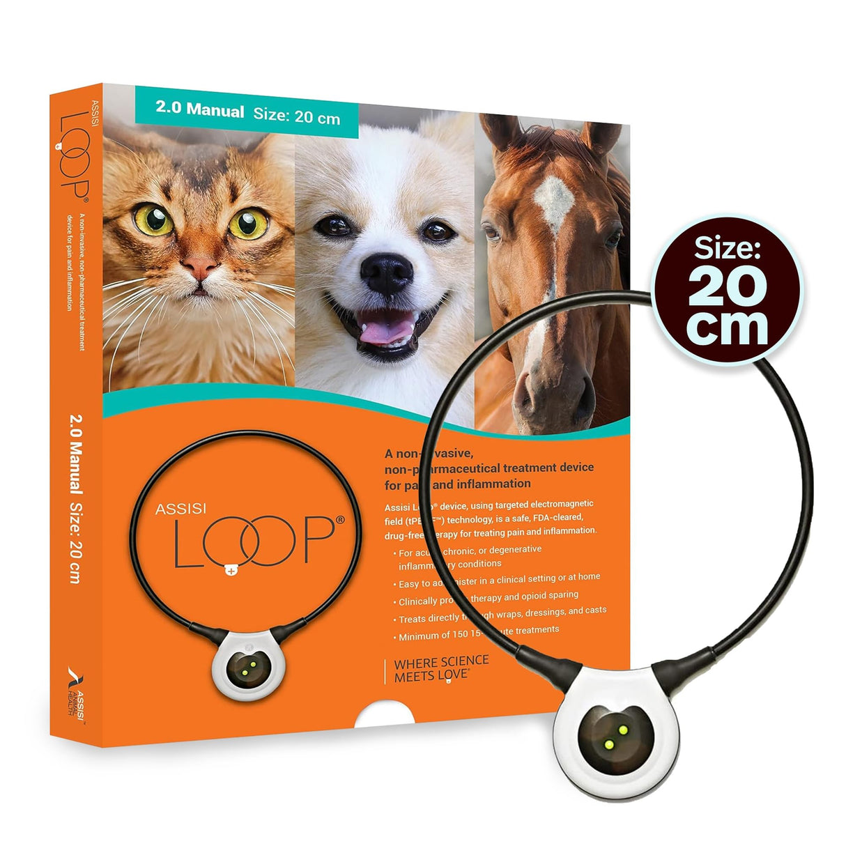 Assisi Loop 2.0 Manual tPEMF Device for Dogs, Cats, and Horses (20 cm)