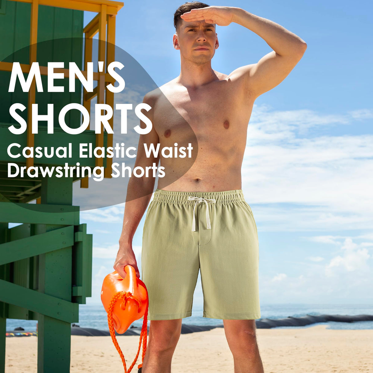 Lkrhzevg Men's Outdoor Shorts Casual Elastic Waist Drawstring Summer Beach with Pockets Lightweight Hiking Quick Dry Sports Shorts-S Dark Gray