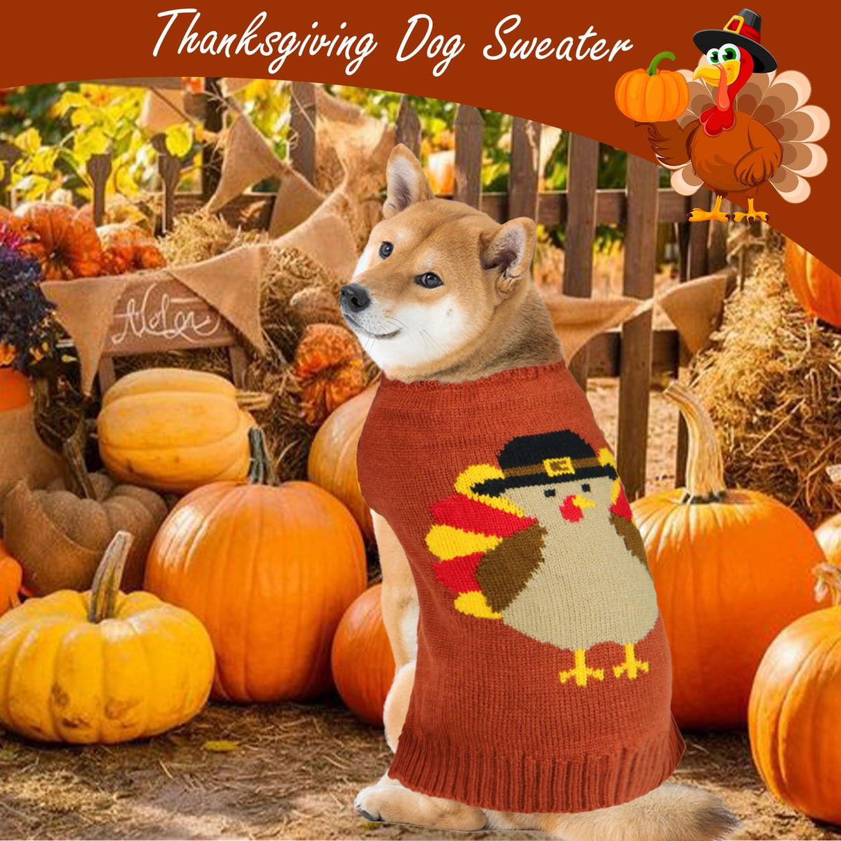 PAYHTOW 3 Pack Thanksgiving Christmas Valentine Dog Sweater, Knit Holiday Dog Sweater Thanksgiving Fall Warm Sweaters Outfit Clothes for Small Medium Large Dogs Pets (Turkey & Santa & Heart, X-Large)