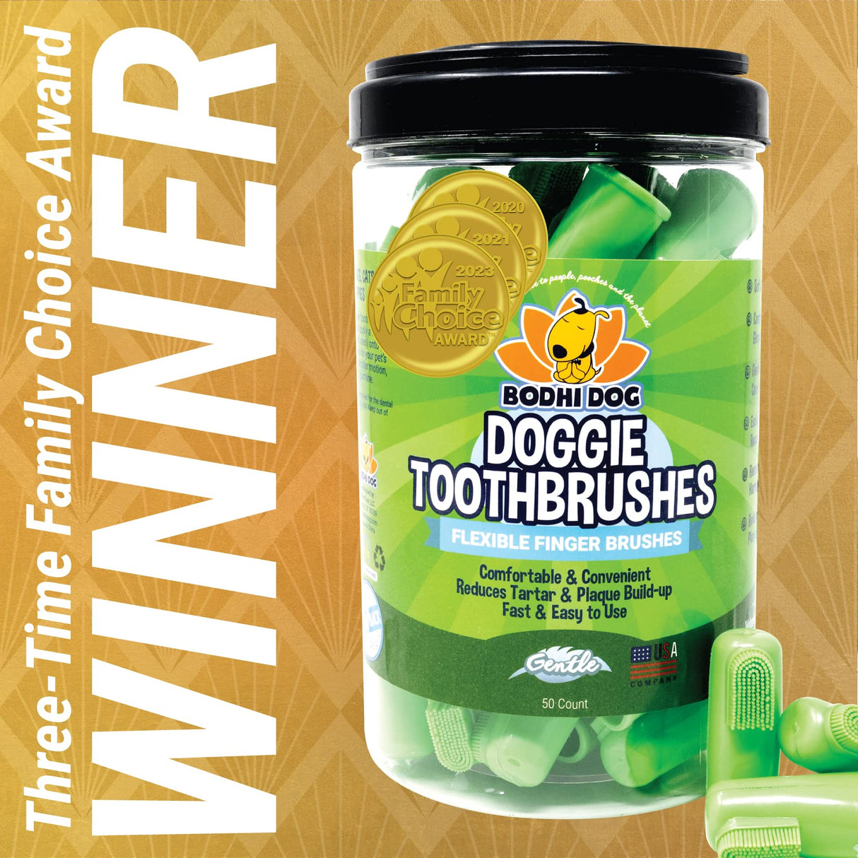 Bodhi Dog Finger Toothbrush for Dogs & Cats - Puppy Toothbrush with Soft Flexible Silicone Bristles, Gentle for Sensitive Gums, Promotes Healthy Teeth & Gums, Easy Teeth Cleaning Tool (50 Count)