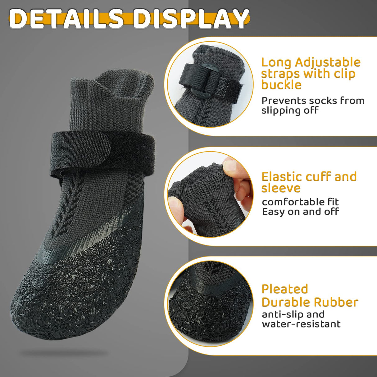 Puppy Dog Socks - Anti-Slip Grip Socks with Rubber & Straps, Non-Slip Paw Protectors for Small to Senior Dogs, Indoor/Outdoor Shoes/Booties for Hardwood & Hot Pavement