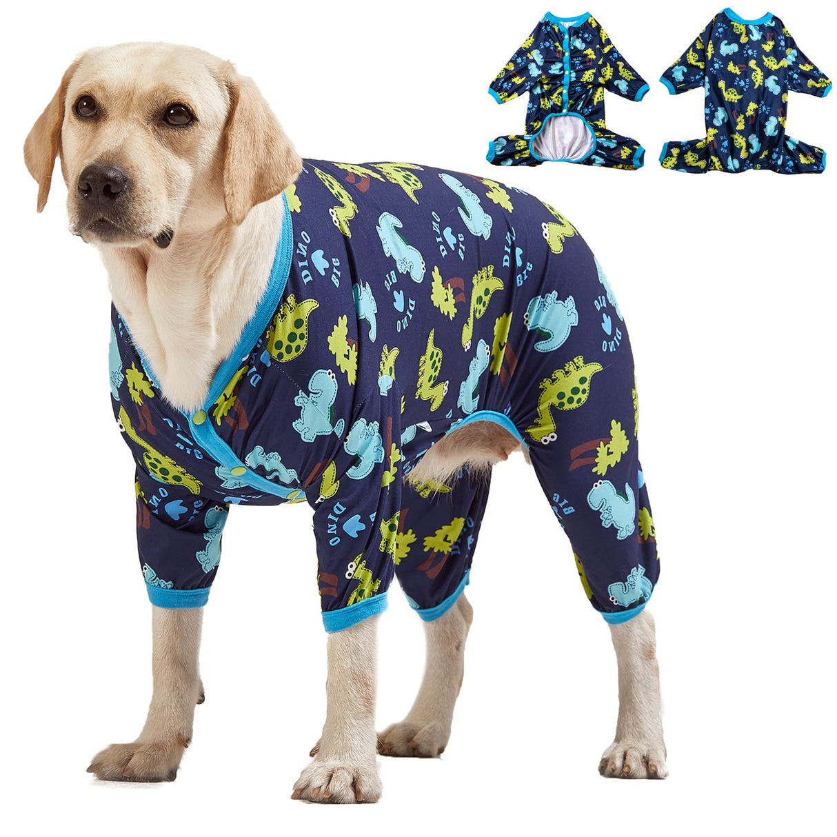 LovinPet Dog Clothing for Large Dogs: Dinosaur in The Jungle Print, Lightweight Stretchy Knit Pullover Puppy Pajamas, Big Dog Onesie. Large Breed Dog Jammies, Pet PJ's /3XL