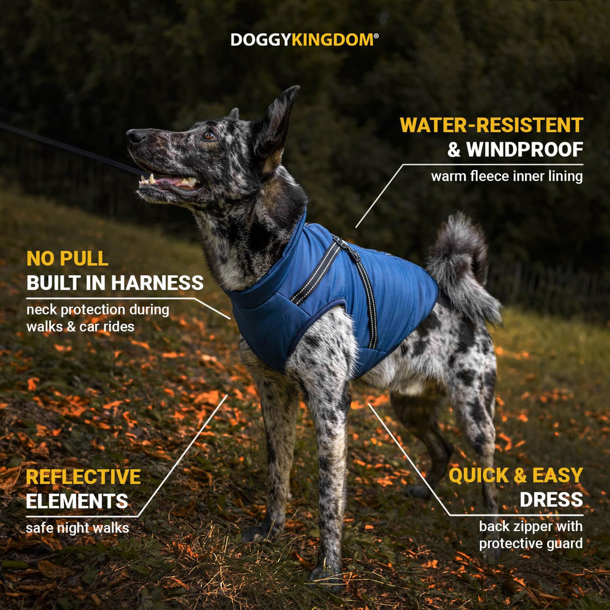 Reflective Dog Jacket Water Resistant with Harness Built in and Warm Fleece Inner Lining, Windproof Dog Coat for Cold Weather Jackets for Small Large Medium Dogs - Red M