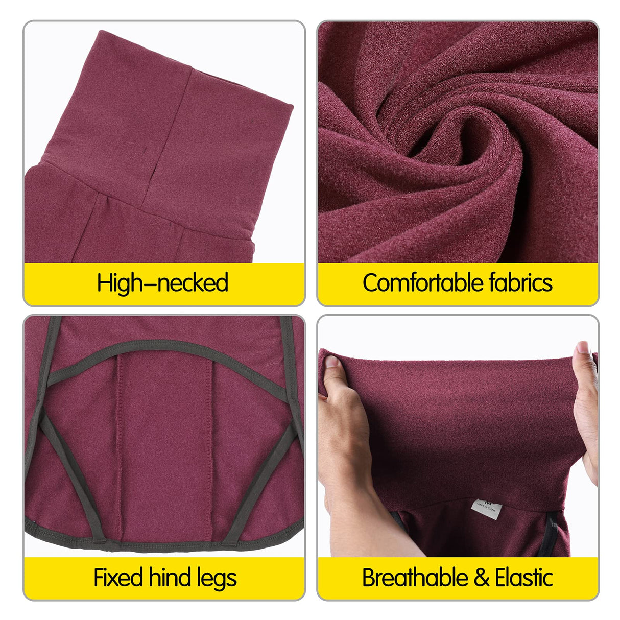 Dog Sweater Pullover Cold Weather Vest for Dogs Dog Sweatshirt & Jacket for Indoor and Outdoor Use (Large, Wine red)