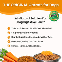 Load image into Gallery viewer, Olewo Original Carrots for Dogs – Fiber for Perfect Poop, Dehydrated Dog Food Toppers for Picky Eaters, Natural Skin & Coat Support, Multivitamin, Probiotics for Digestive & Gut Health, 2.2 lbs