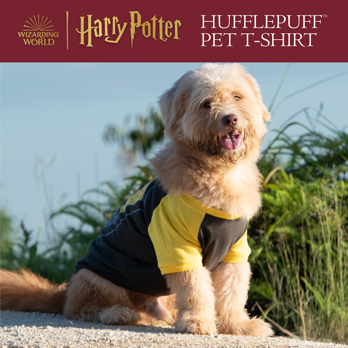 Harry Potter Hufflepuff Pet T-Shirt in Size Large | Large Dog T-Shirt, Harry Potter Dog Shirt | Harry Potter Dog Apparel & Accessories for Hogwarts Houses, Hufflepuff, (FF19289)