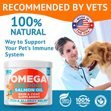Load image into Gallery viewer, Omega 3 Fish Oil for Dogs (180 Ct) - Skin & Coat Chews - Dry & Itchy Skin Relief + Allergy Support - Shiny Coats - EPA&DHA Fatty Acids - Natural Salmon Oil Chews Promotes Heart, Hip & Joint Support