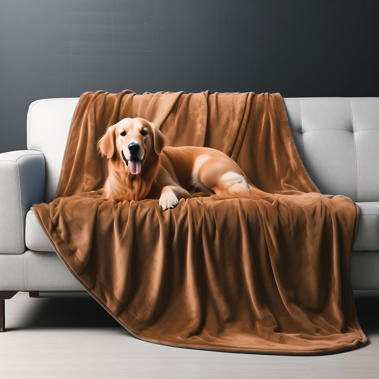 Bedding Aid Waterproof Blanket for Bed, Couch, Kids & Pets Protection – Splash-Proof, Spill-Proof, Leakproof Flannel Blanket Reversible Design (Velvet Brown & Twilight Blue, 60x80)