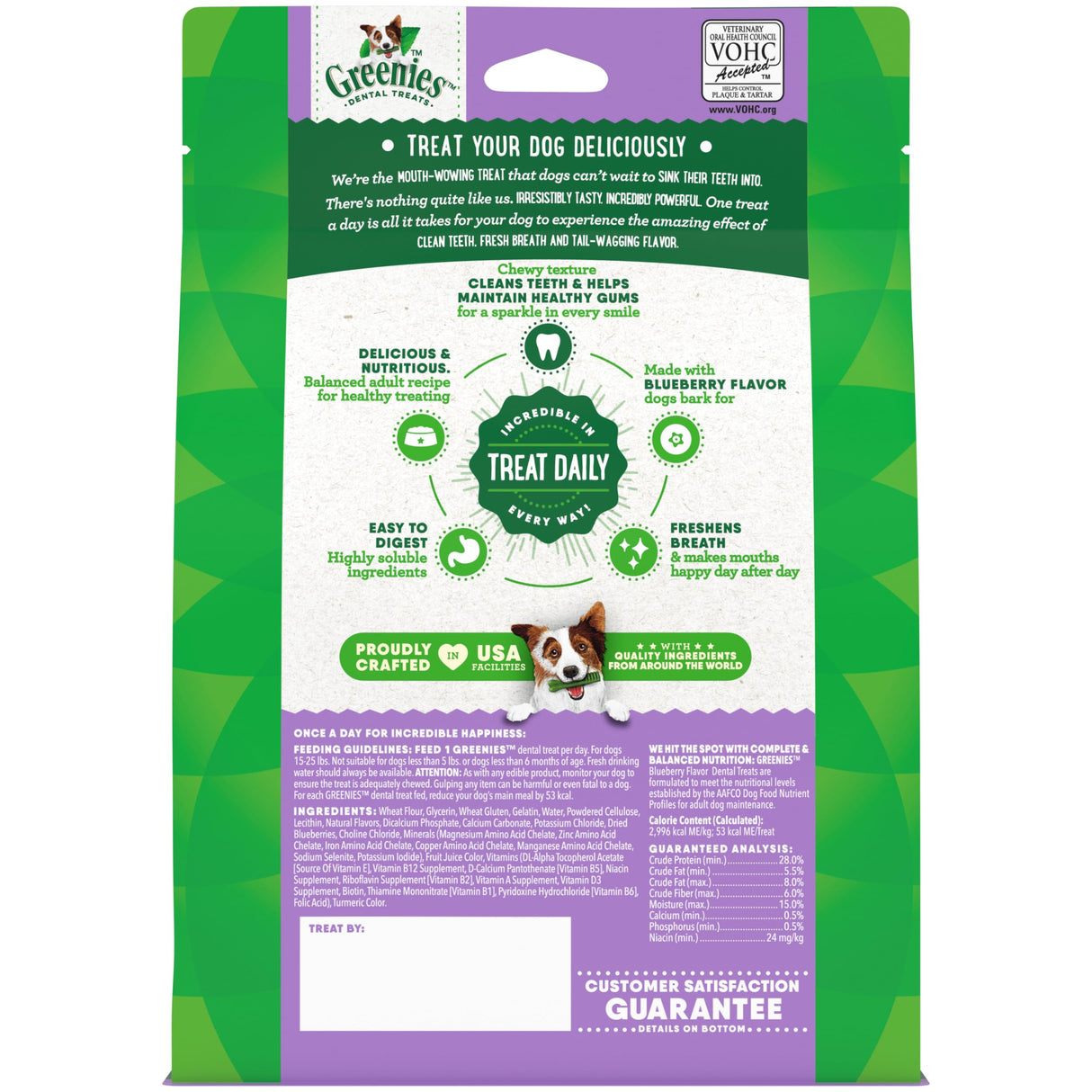 Greenies Veterinarian-Recommended Adult Natural Dental Dog Treats Petite Size, Blueberry Flavor, 12 oz. Pack, 20 Count