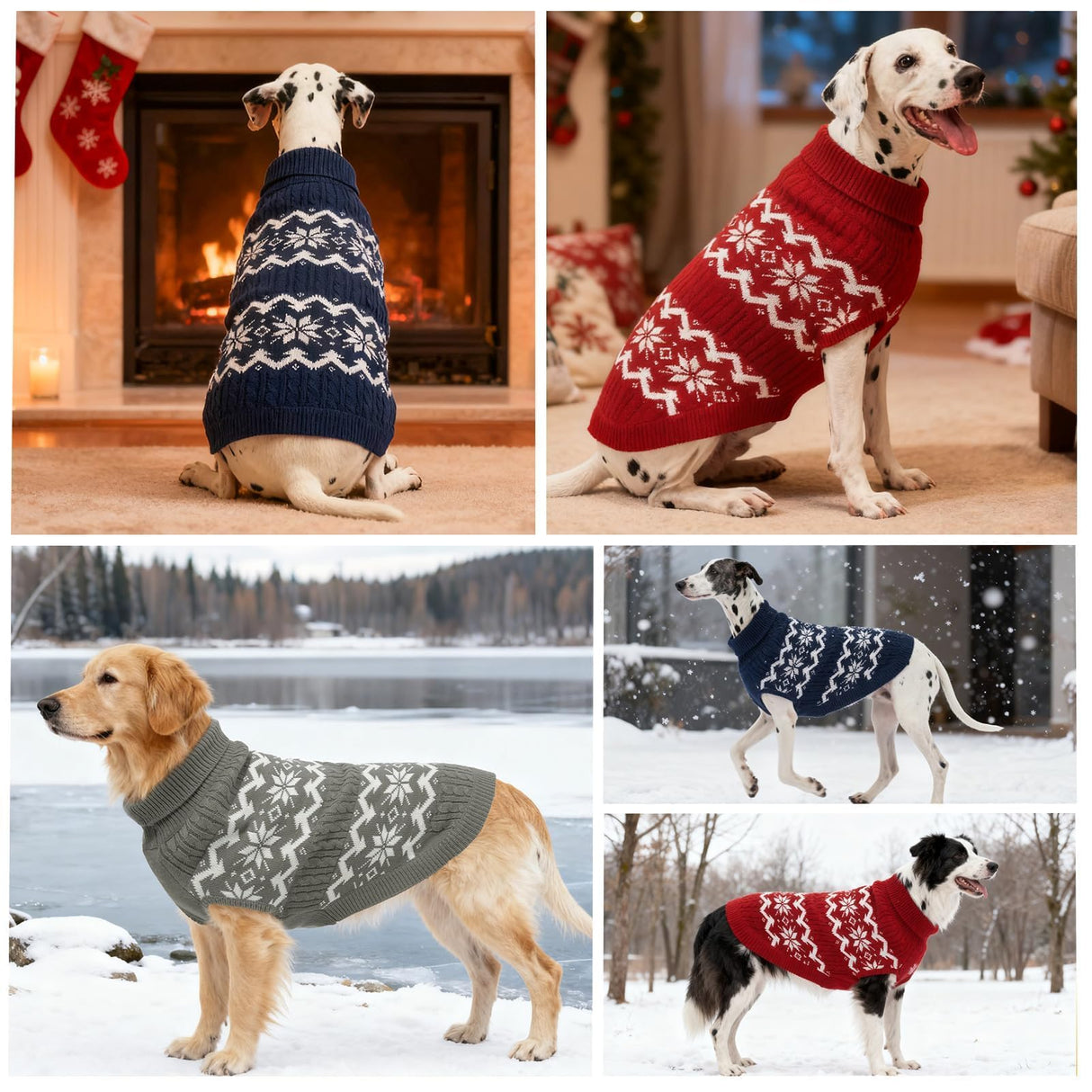 BEAUTYZOO Dog Christmas Sweater for Medium Large Dogs Boy Girl,Thick Warm Winter Turtleneck Pullover Cable Knit Big Dog Sweaters Pitbull Labrador Golden Retriever Clothes Male Female Pet Jacket,Red XL
