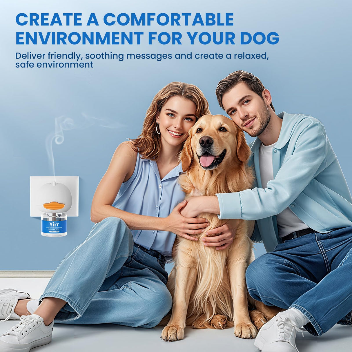 Yirr Dog Calming Diffuser, 6 in 1 Dog Pheromones Calming Diffuser, Relaxing Pheromone for Dogs Relief Stress Anxiety Reduce Aggression Barking, Help Train Dog to Pee, 2 Diffuser 4 Refill(48ml)