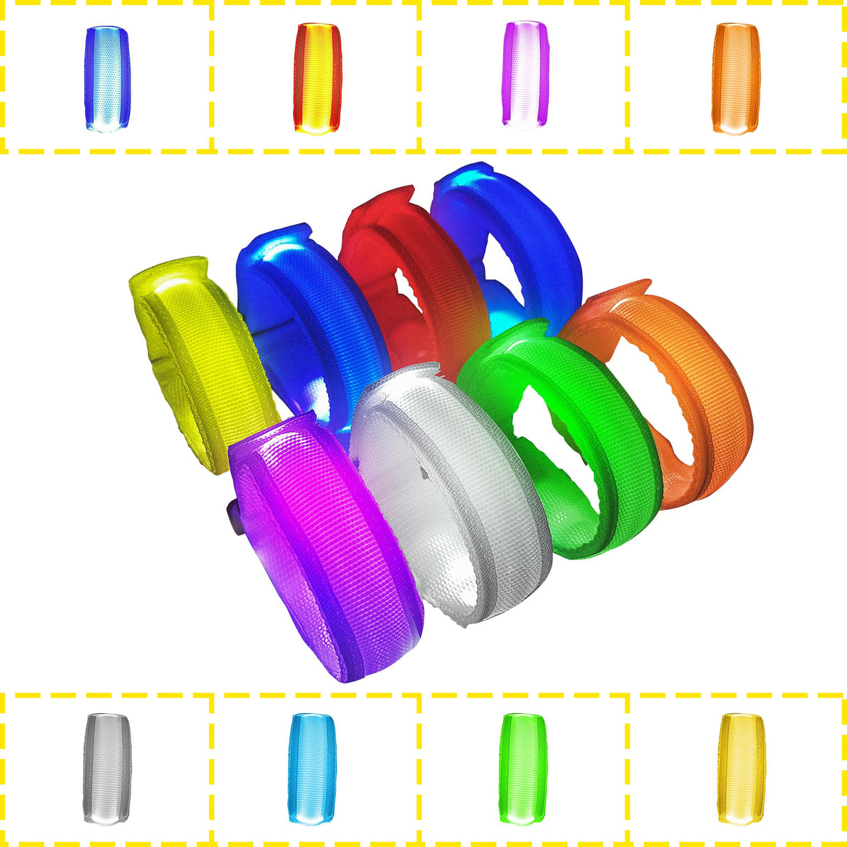 KIRALUMI 8 PCS LED Glow Bracelets, Light Up Wristbands - Halloween Glow in The Dark Party Bracelets Favors Supplies for Christmas, Concerts, Festivals, Game Prizes, Sports, Rave Accessories(White-CS)