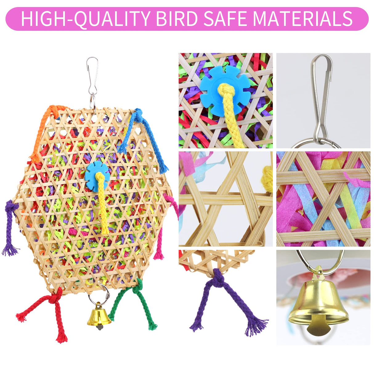 AK KYC Bird Parrot Toys,2 Pack Bird Hanging Foraging Shredder Toys for Small Medium Small Bird Conure Cockatiel Parrotlet Lovebird Budgie