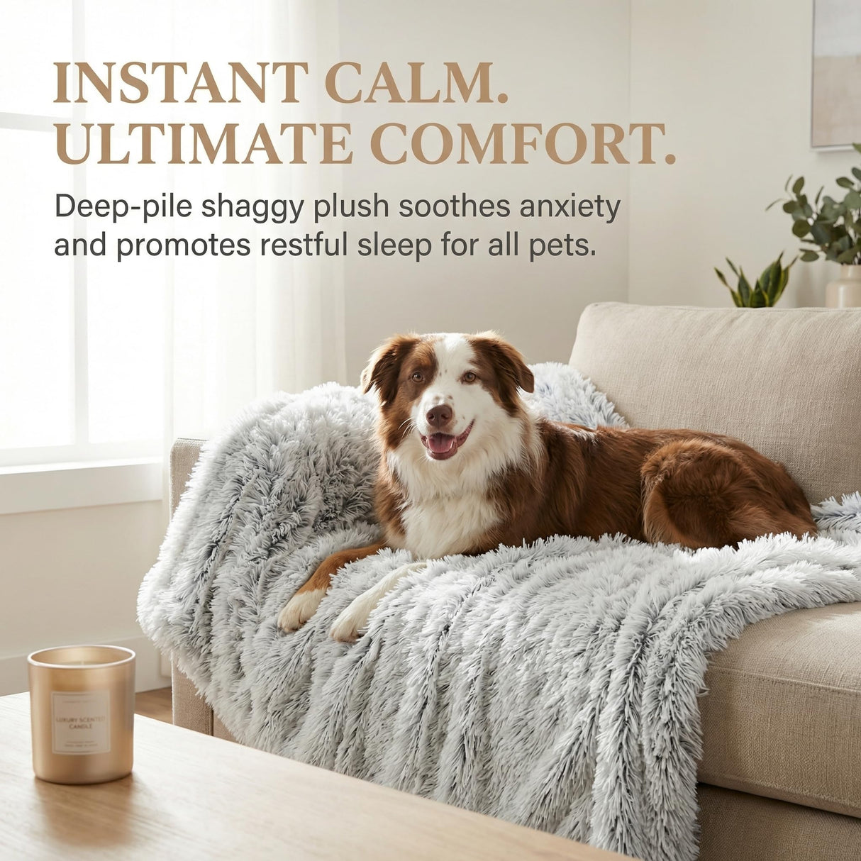 PJYuCien Dog Blankets for Medium Large Dogs Washable - Fluffy Fuzzy Cat Blanket for Couch, Puppy Throw for Furniture with Polyester Fleece, Super Soft Plush for Pet Kitten Doggy, Grey, 50" x 60"
